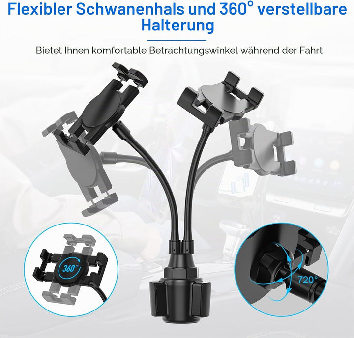 Oilcan Dual Autohalterung Tablet Getränkehalter, KFZ Auto Car Cup Tablet Holder Ständer mit Schwanen