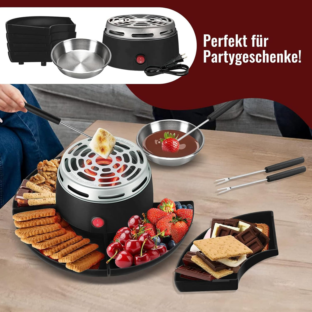 2-in-1 S'Mores Maker & Schokoladenfondue-Set, Elektrischer Marshmallow-Röster mit Temperaturregelung
