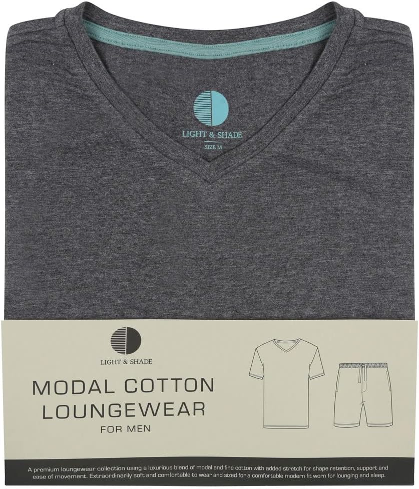Light & Shade Pyjama-Set mit Oberteil und kurzer Hose für Herren, Holzkohle Mergel, S S Holzkohle Me