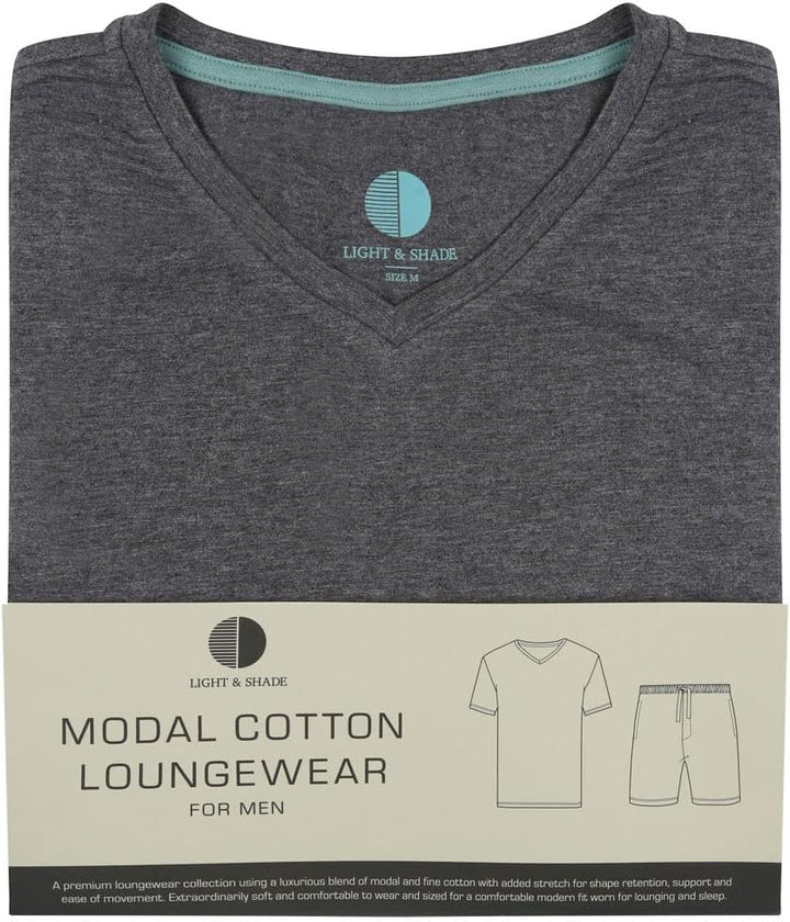 Light & Shade Pyjama-Set mit Oberteil und kurzer Hose für Herren, Holzkohle Mergel, S S Holzkohle Me