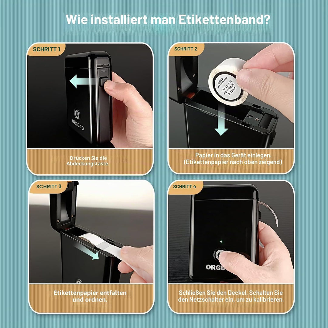 ORGBRO Etikettenband, Original Angepasstes X1 Thermodruck-Etikettenpapier 15mm×7m, Standard Kaschier