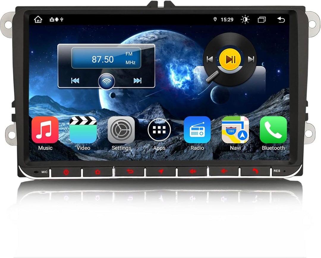 Erisin 8-Kern 4GB+64GB 9 Zoll Android 14 Autoradio mit Bluetooth GPS Navi für VW Touran Passact B7 T