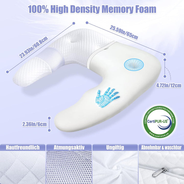 SAHEYER Seitenschläferkissen, U-förmiges Memory Foam Nackenkissen Ergonomisches Orthopädisches Nacke
