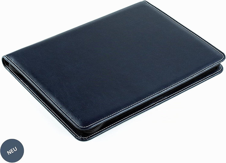 DELMON VARONE - Tablet Schreibmappe mit Reissverschluss inkl. Notizblock DIN A4 aus veganem Eco Kuns