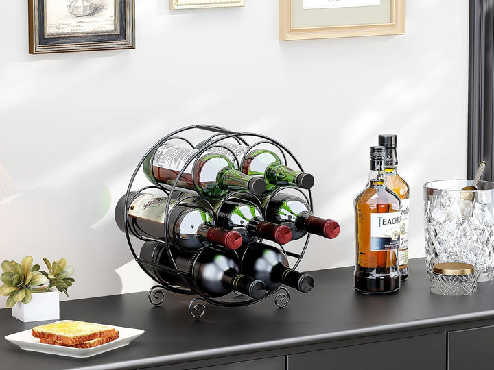 EasyPAG Metall 7 Flaschen Weinregal Freistehend Weinhalter Weinablage Weinständer Wein Halterung Wei