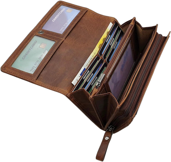 Grosse Rindleder Damen Geldbörse/Geldbeutel/Portemonnaie/Geldtasche mit Schmetterling-Motiv oder ohn