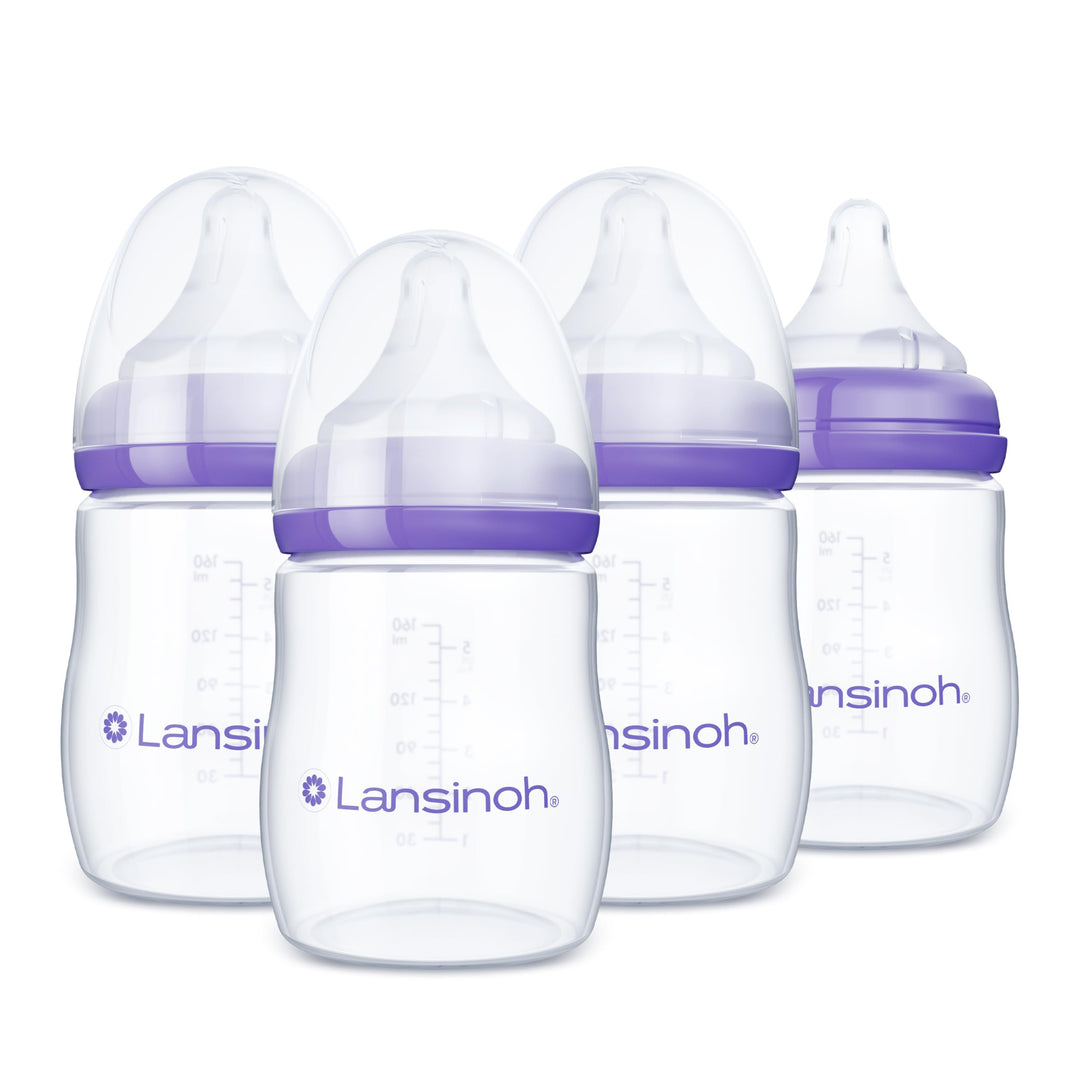Lansinoh Babyflaschen Set mit NaturalWave Sauger Gr. S, 160 ml, 4er Pack - Babyflasche im neuen komp