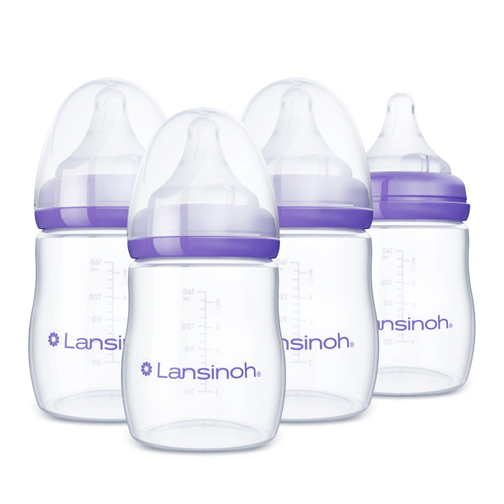 Lansinoh Babyflaschen Set mit NaturalWave Sauger Gr. S, 160 ml, 4er Pack - Babyflasche im neuen komp