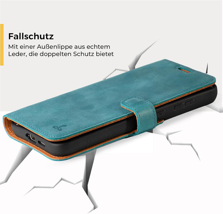 Snakehive Galaxy S23 Hülle Leder | Stylische Handyhülle mit Kartenhalter & Standfuss | Handyhülle Sc