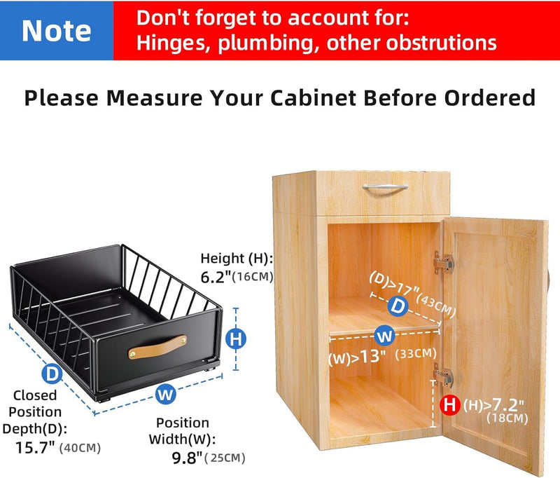 Kitstorack Teleskopschublade, Ausziehbare Schublade für Kabinett Metall Slide Out Organizer mit Grif