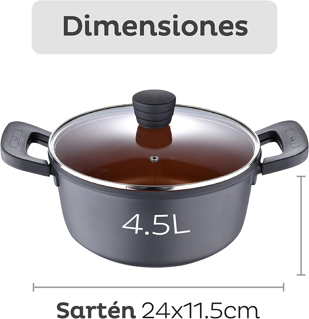 SAN IGNACIO SG-6610 CACEROLA 24X11.5CM C/TAPA ALUMINIO FUNDIDO IND BRONZE SG Töpfe