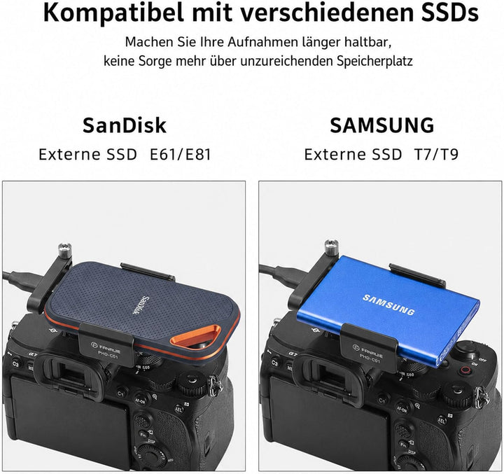 FANAUE SSD-Halterung mit Kaltlichtschuh, 52–70 mm