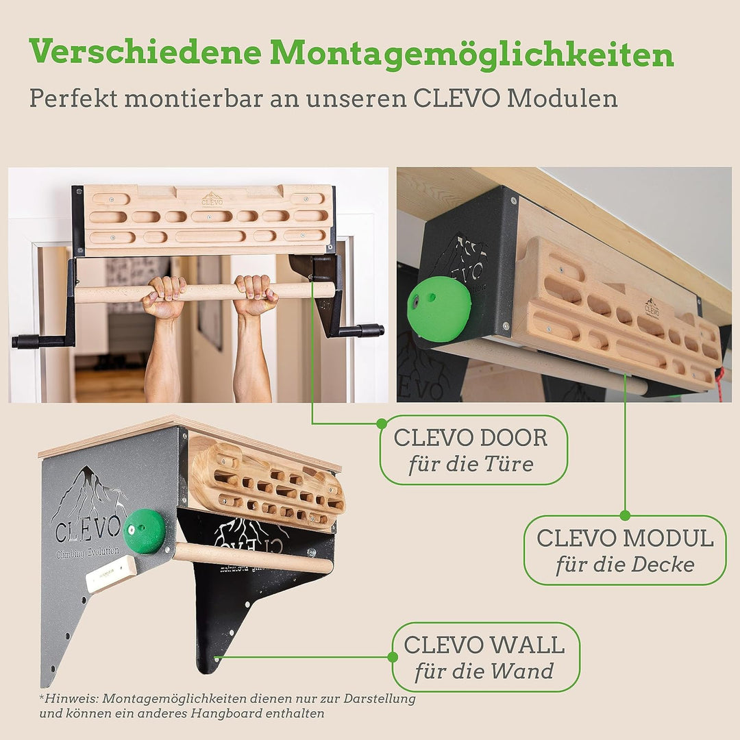 Clevo - Hangboard für Kletten und Bouldern - Climbing Trainingsboard Hangboard Klettern Aufhängung f