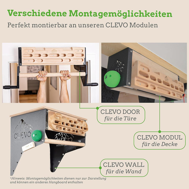 Clevo - Hangboard für Kletten und Bouldern - Climbing Trainingsboard Hangboard Klettern Aufhängung f
