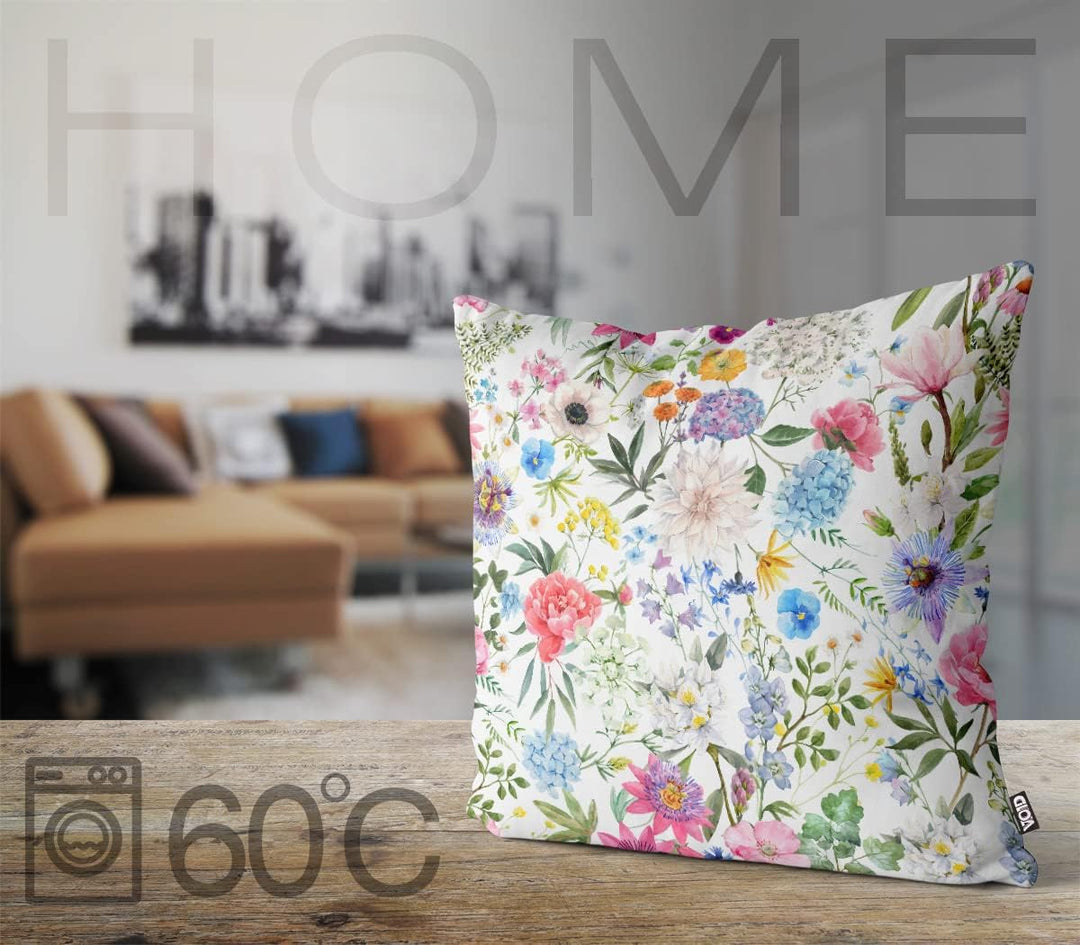 VOID Blumen Blumenmuster Frühlingsblumen 80x80 Kissenhülle Polyester Zierkissen Couchkissen Ostern O