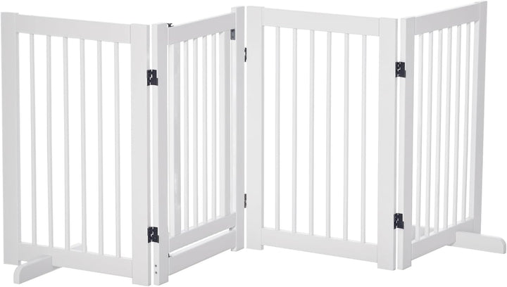 PawHut Absperrgitter Hunde 75 cm Schutzgitter aus Holz Freistehendes Hundegitter mit Tür Sicherheits