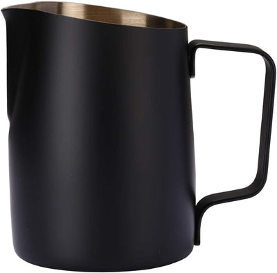 Dianoo Espresso-Milchaufschäumer, Milchkännchen, Edelstahl, für Kaffee-Latte-Kunst, 420 ml Schwarz,