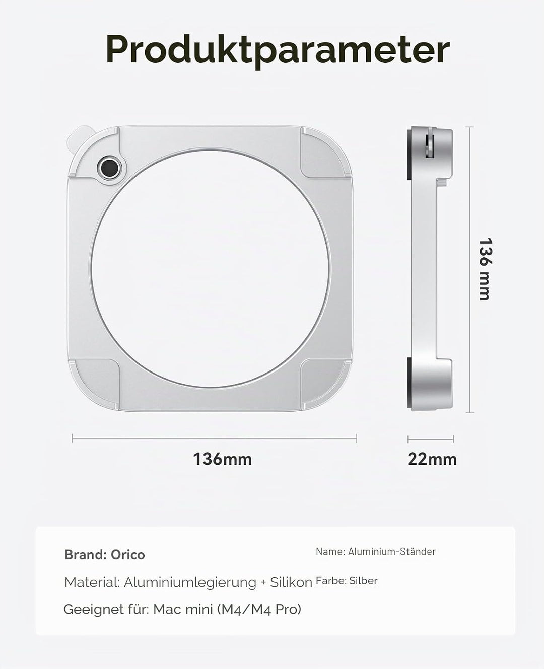 ORICO ST02 Stapelbarer Mac mini 2024 Ständer | Modulares Design + 360°-Belüftung | Platzsparend für