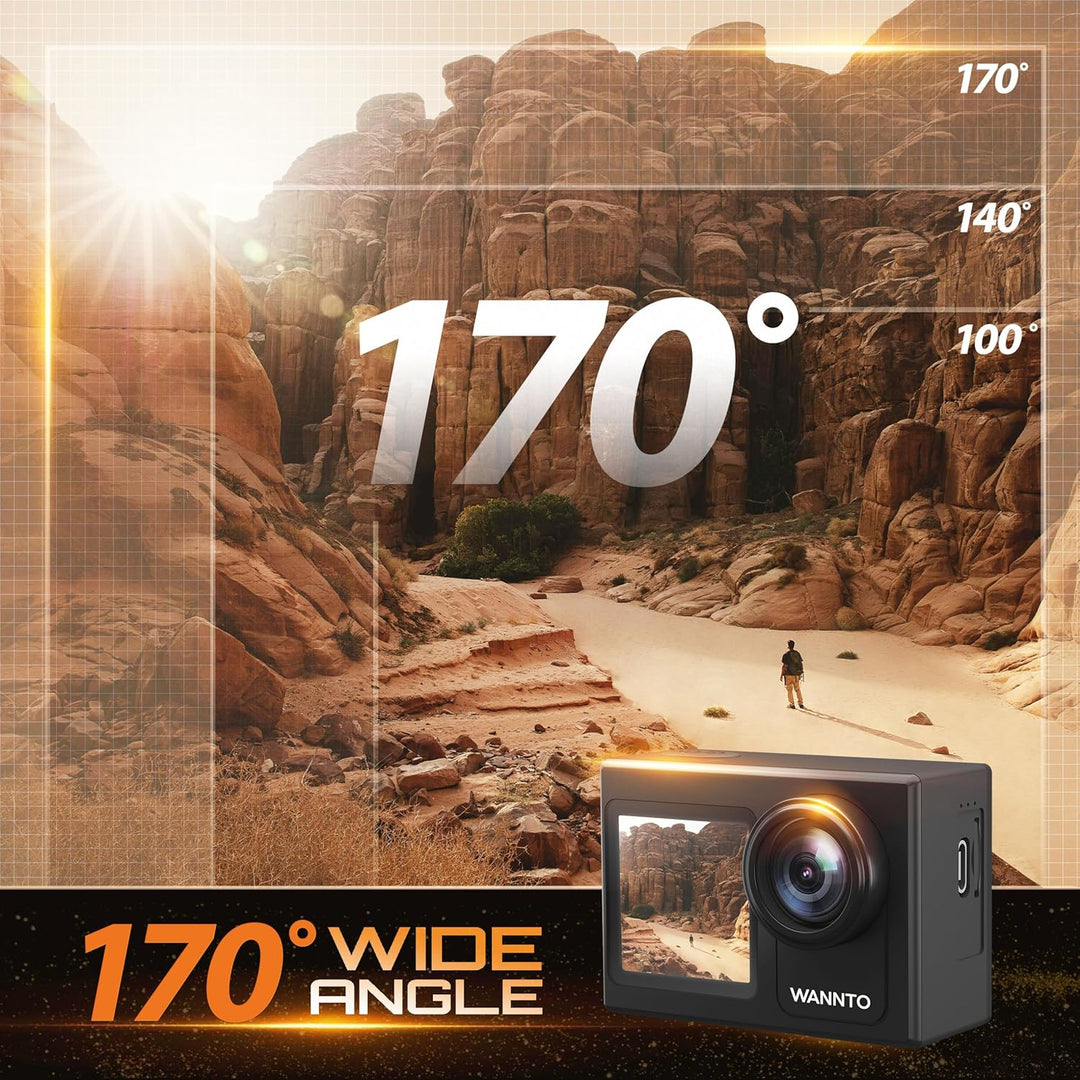 WANNTO Action Cam 5K 24MP Motion 5 Pro 40M Unterwasserkamera Ultra HD Touchscreen 170 ° Weitwinkel,