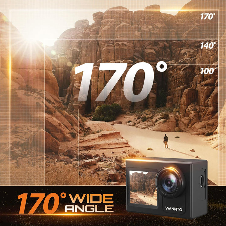 WANNTO Action Cam 5K 24MP Motion 5 Pro 40M Unterwasserkamera Ultra HD Touchscreen 170 ° Weitwinkel,