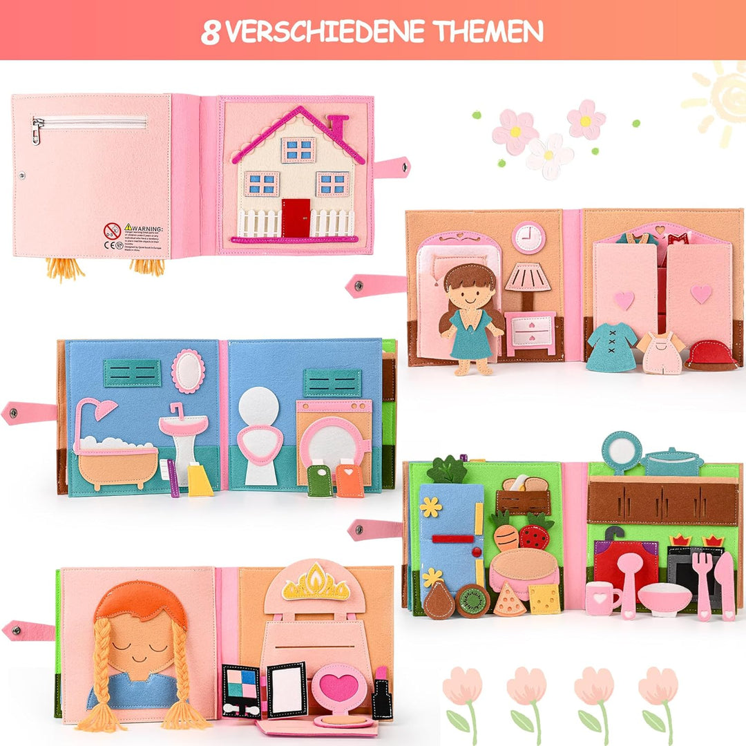 Quiet Book 2 Jahre | Babybücher aus Weichem Stoff Früh Lernen Lebenskompetenzen Lernspielzeug 3D Fil