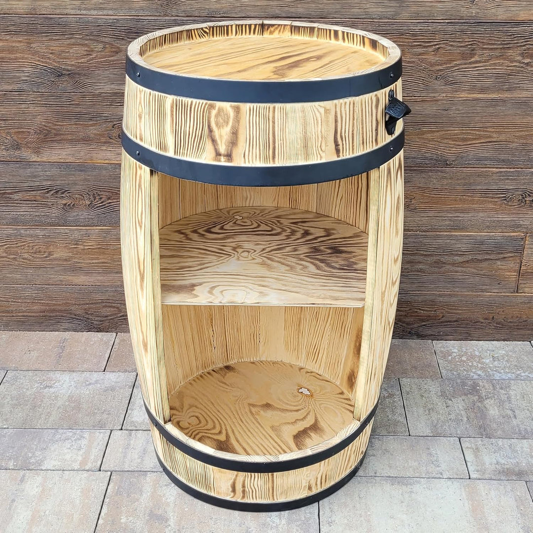 weeco Holzfass Hausbar mit LED Leuchten - Barschrank - Weinfass als Weinregal - Weinschrank im Retro
