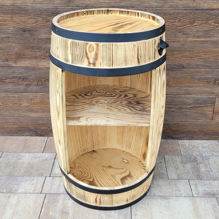 weeco Holzfass Hausbar mit LED Leuchten - Barschrank - Weinfass als Weinregal - Weinschrank im Retro