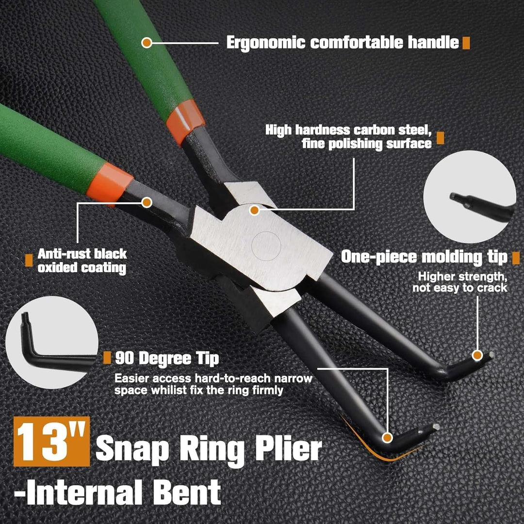 LEONTOOL Sicherungsringzange 13 Zoll - 90° abgewinkelte Backen mit 2,6 mm geschmiedeter Spitze - Rob