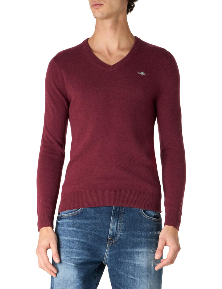 GANT Herren Md. Extrafine Lambswool V-Neck Pullover L Wine Red, L Wine Red