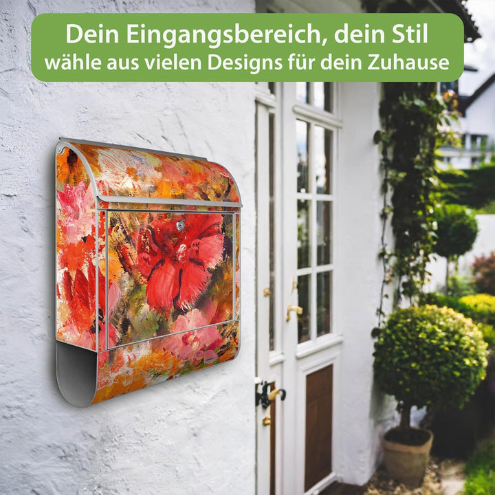 banjado Design Briefkasten personalisiert 38,5x46,5x13cm & 2 Schlüssel - Briefkasten Stahl Weiss Zei