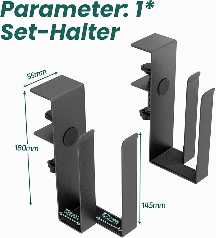 Dual‑Geräte Verstellbarer Laptopständer mit Klemme für Schreibtische - Kein Bohren - Edelstahl‑Ablag