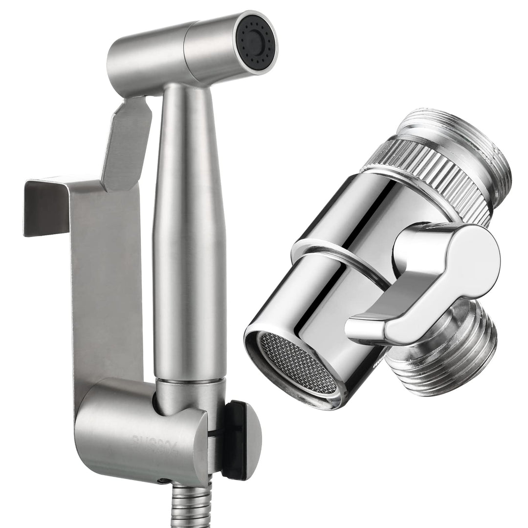 Tecmolog WS024F7 Waschbecken-Dusche, Edelstahl, tragbar, für WC, Hand, Bidet-Wasserhähne, Halterung,