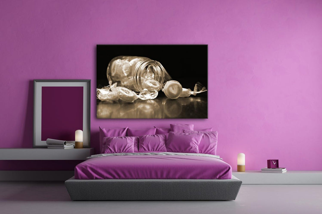deyoli zuckersüsse Bonbons Format: 80x60 Effekt: Sepia als Leinwand, Motiv fertig gerahmt auf Echtho