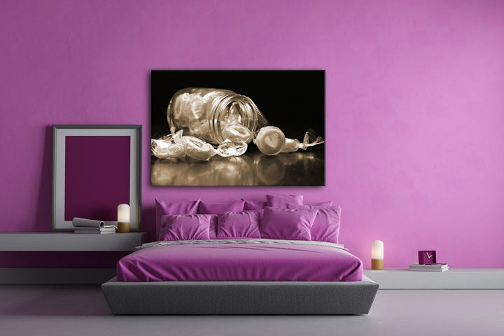 deyoli zuckersüsse Bonbons Format: 80x60 Effekt: Sepia als Leinwand, Motiv fertig gerahmt auf Echtho