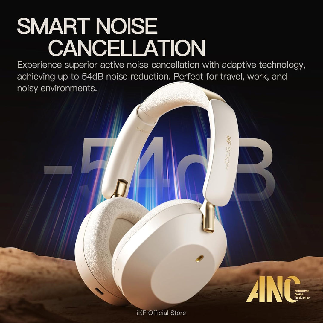 iKF Solo Pro Adaptive Noise Cancelling Kopfhörer, Wireless Over Ear Bluetooth mit Kopfverfolgung, Hi