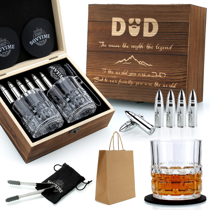 Bester Papa Geschenk Geburtstag Whiskey Gläser, Whisky Geschenkset Vatertagsgeschenk für Papa, 2 Whi