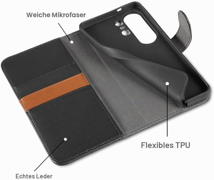 LENSUN Echtleder Hülle für Samsung Galaxy S26 Ultra, Handyhülle [Echtes Leder] [Kartenfach] [RFID Sc