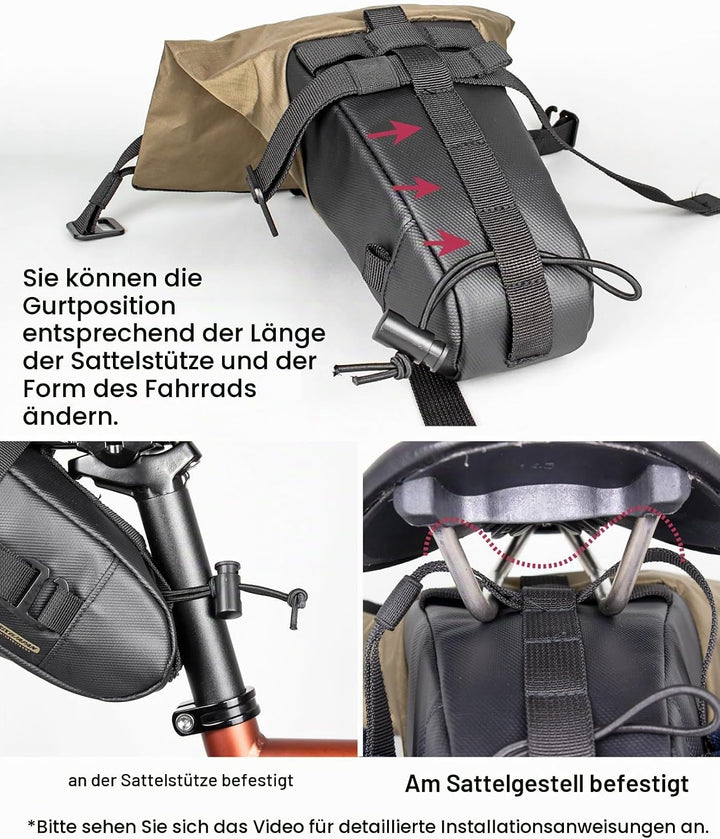 GORIX Fahrrad-Satteltasche, wasserdicht, erweiterbar, Rollentyp, 3 l, langlebig, leicht, für Rennrad