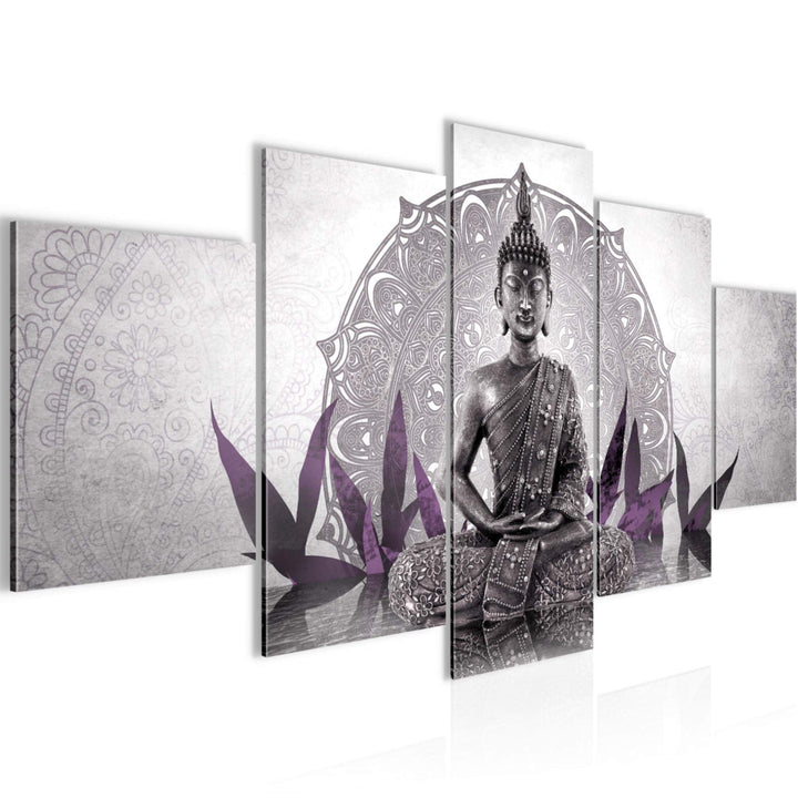Runa Art Wandbilder Buddha 5 Teilig Bild auf Vlies Leinwand Deko Wohnzimmer Schlafzimmer Orientalisc