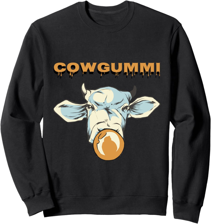 Lustige Kuh Motiv mit Kaugummi im retro design Bauer Humor Sweatshirt