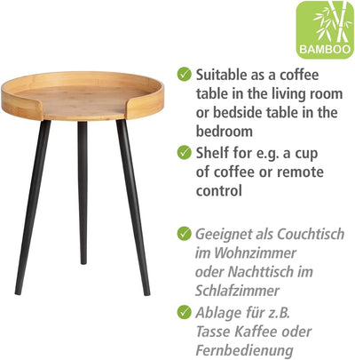 WENKO Beistelltisch Loft, kleiner Couchtisch aus nachhaltigem Bambus & Metall, cooles Industrial Des