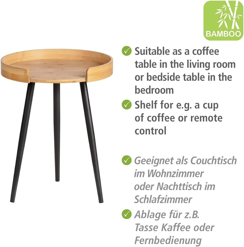 WENKO Beistelltisch Loft, kleiner Couchtisch aus nachhaltigem Bambus & Metall, cooles Industrial Des