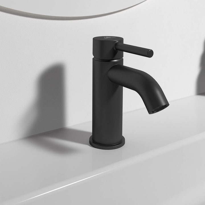 Ideal Standard BC822XG Ceraline Waschtischarmatur mit Push-Open Ventil, Bad-Wasserhahn mit Auslauf,