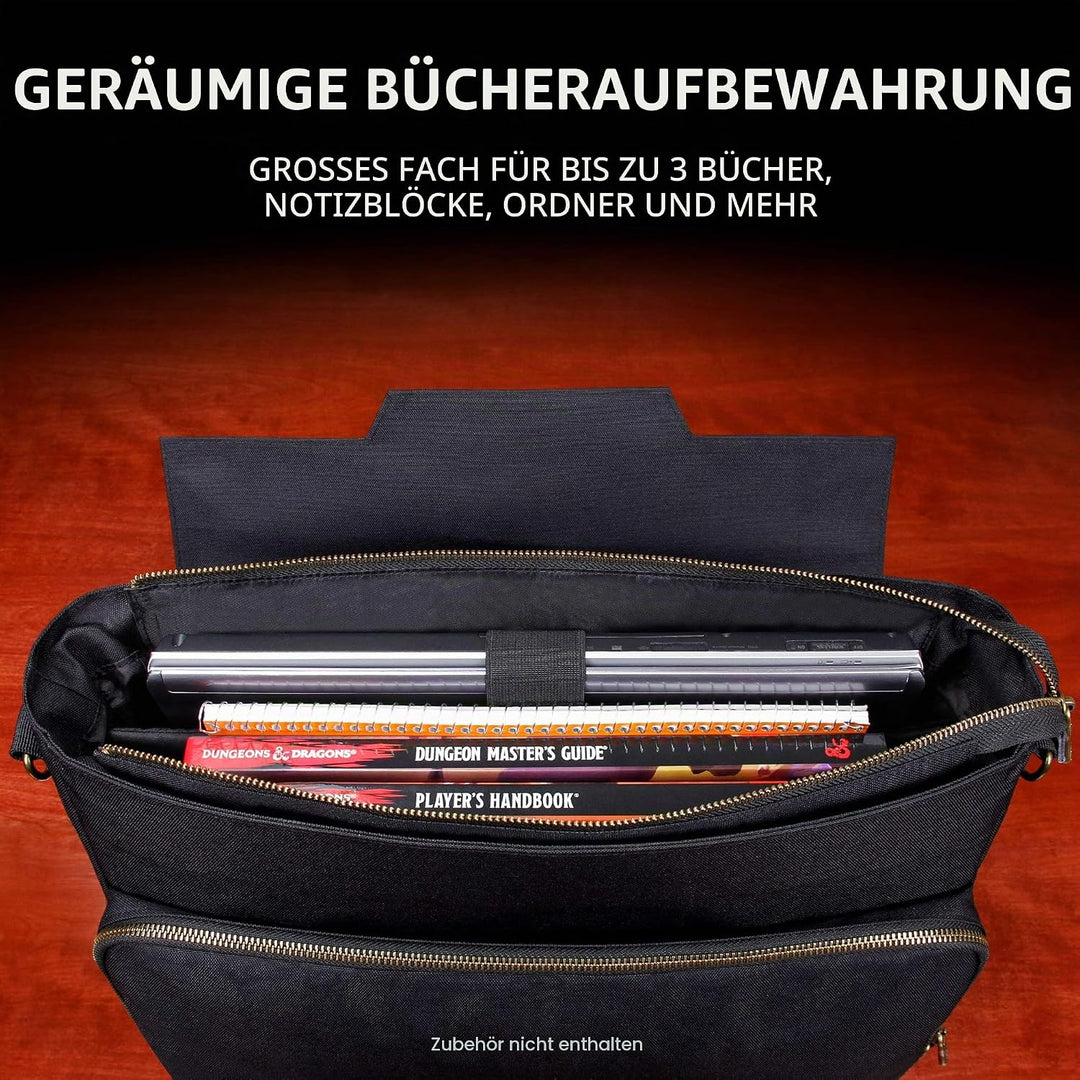 ENHANCE Player's Essentials DND-Tasche - Umhängetasche aus Drachenhaut für 2–4 Bücher, Ordner, Würfe