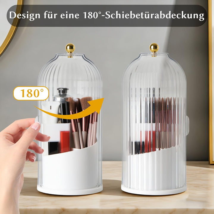 FAVORTALK Make-Up Pinselhalter mit Deckel, 360 Grad Drehbare Makeup Pinsel Veranstalter Spinning Kos