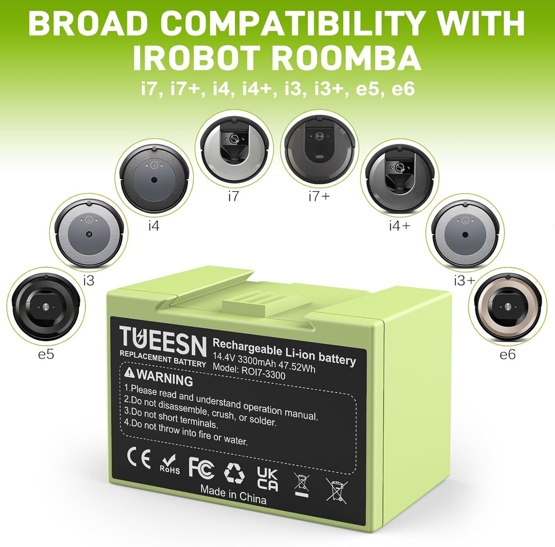 14.4V 3300mAh Ersatzakku für iRobot i7/i7+ e5 e6,iRobot roomba i3/i3+ i4 i6 J7