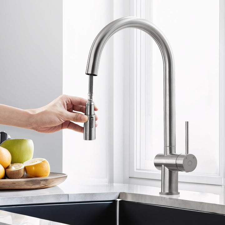 CECIPA Wasserhahn Küche Ausziehbar, Küchenarmatur mit Brause, Hochdruck Spültischarmatur Küche mit 2