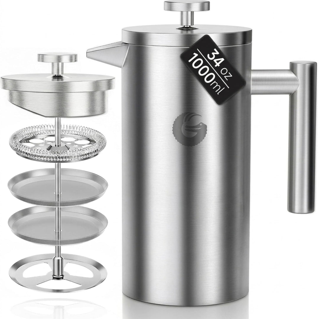 Coffee Gator French Press Kaffeebereiter - Thermo-Kaffeekanne aus Edelstahl für länger heissen Kaffe