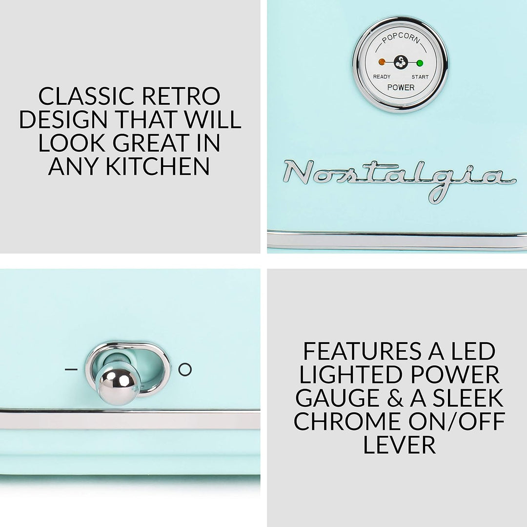 Nostalgia CLHAP12AQ Classic Retro Healthy Heissluft-Tisch-Popcorn-Maker, macht 12 Tassen, mit Kernel