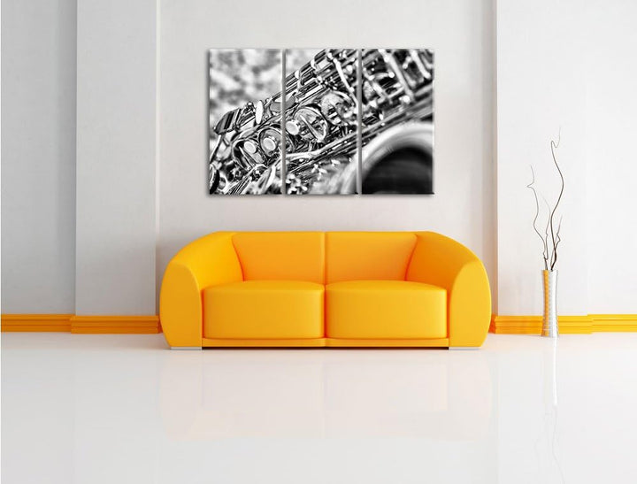 Pixxprint Saxophon als Leinwandbild | Grösse: 3 Teilig (120x80) | Wandbild| Kunstdruck | fertig besp